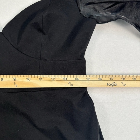 Lulus Black Bodycon Mini Dress Womens Size Large Balloon Sleeve Nwt Open Back - Picture 8 of 15